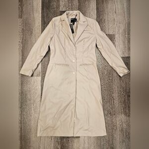 Bailey Elegant Cream Long Leather Coat Size MEDIUM